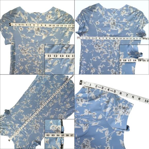 Adonna Floral Short Sleeve Midi Nightgown Nightie Blue White No Size/Fabric Tag - Picture 14 of 15